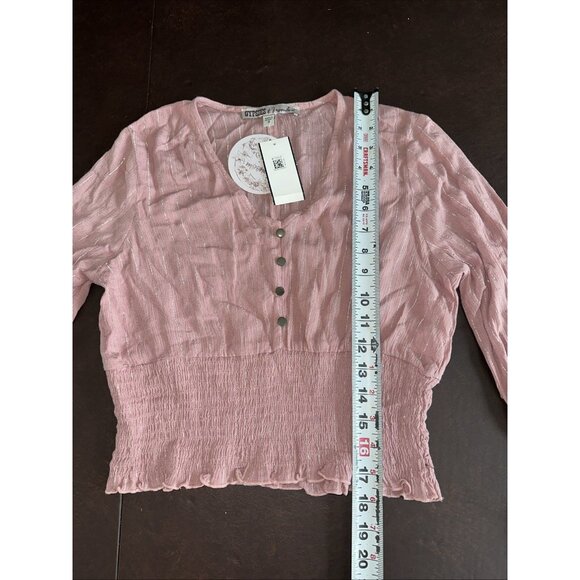 Gypsies & Moondust Pink Long Sleeve V-Neck Top S - Picture 8 of 9